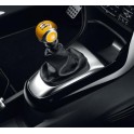 POMMEAU DE LEVIER DE VITESSES BVM6 JAUNE PEGASE EN CUIR ET ZAMAK CHROME SATINE CITROEN